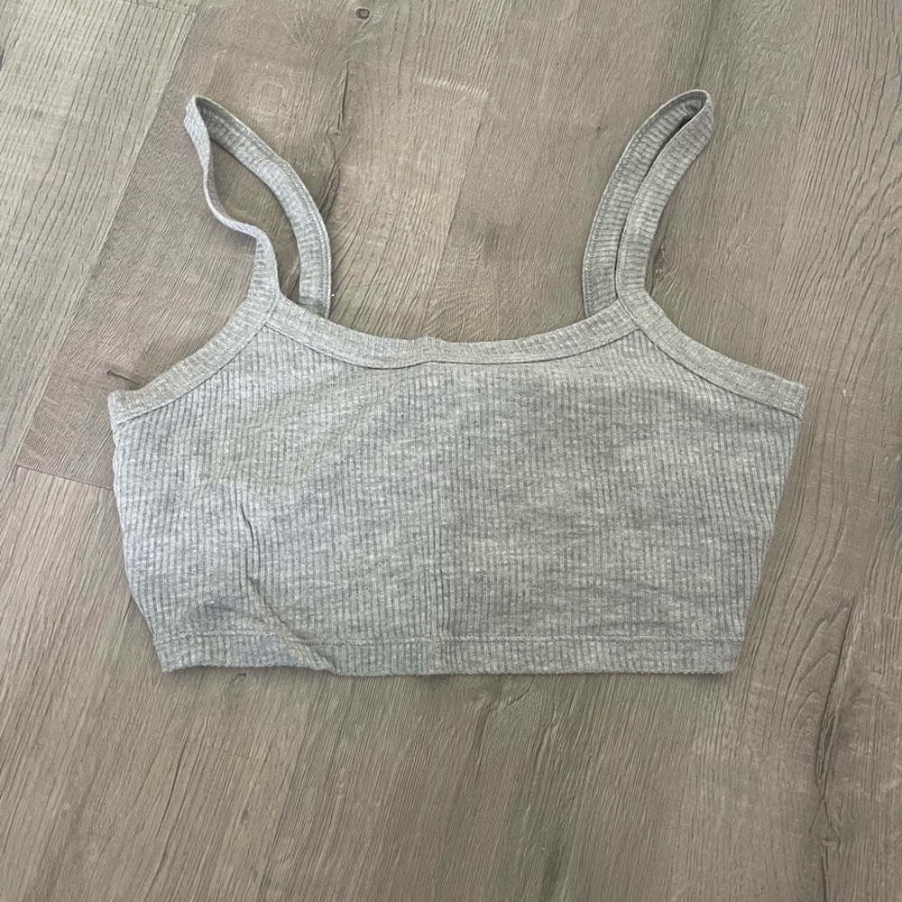 ALO Yoga Gray Ribbed Cropped Tank